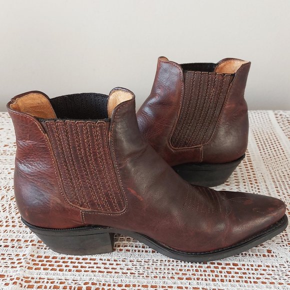 Silver Rebel Short Boots Size 6 Women Leather Western Cowboy Boho Ankle Bootie - Picture 9 of 14